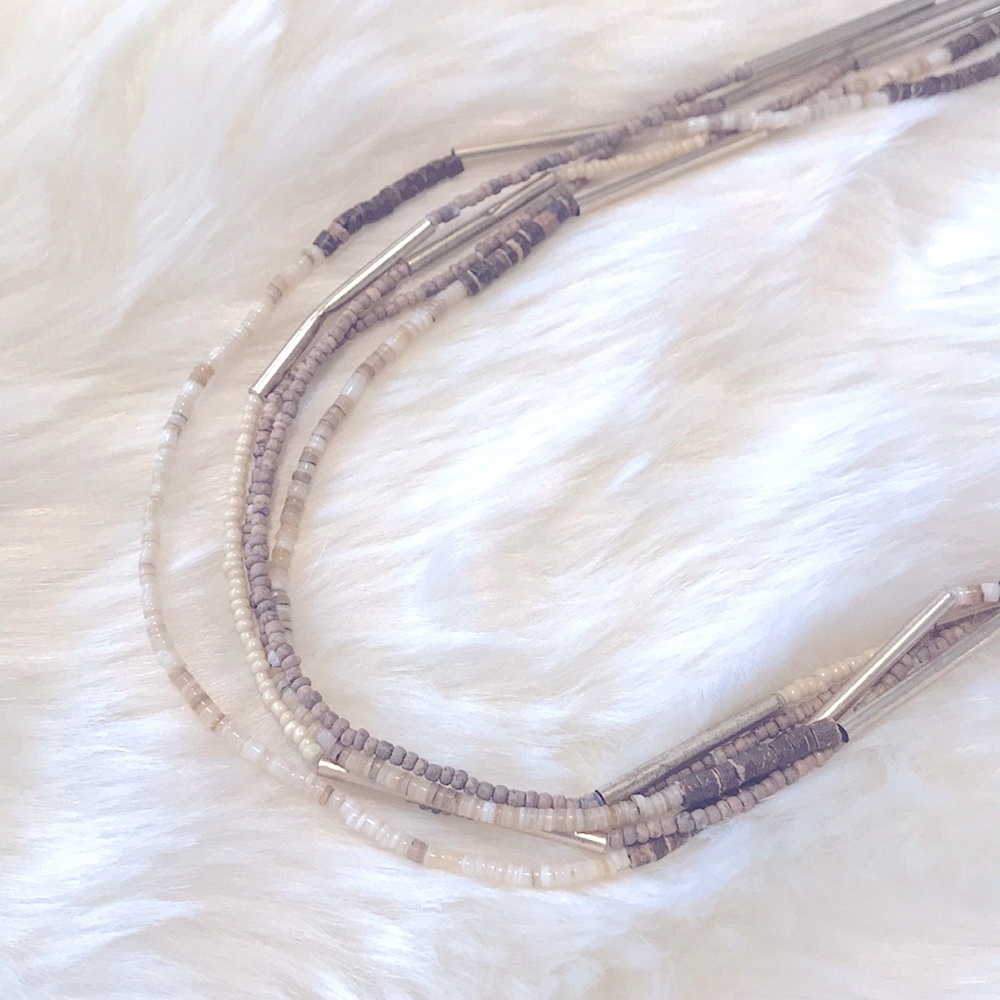 VTG Boho Long Multi-Layered Earth-Tone Seed Beads